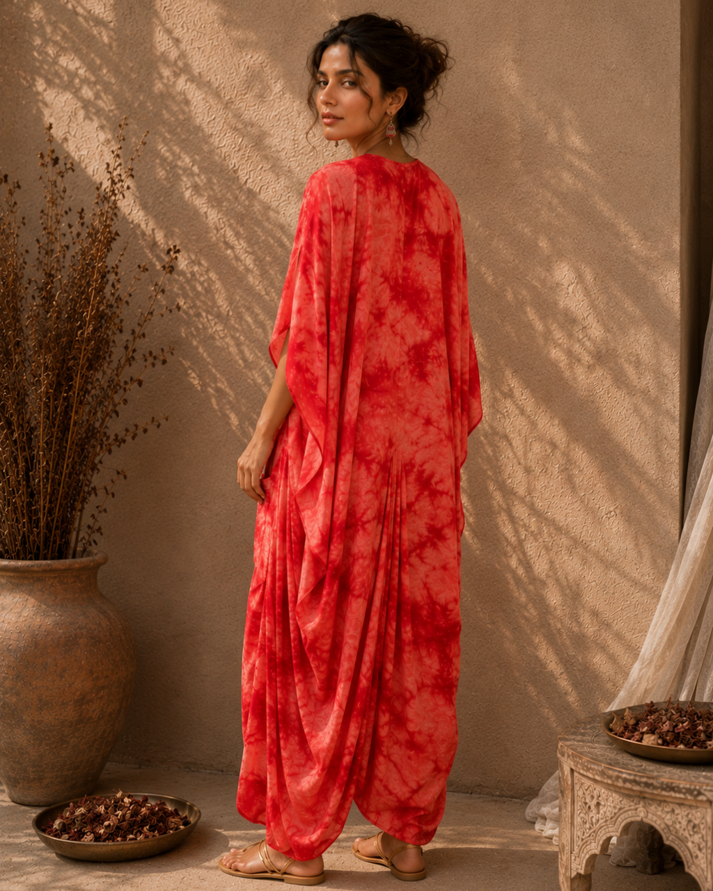 Crimson Tide Cotton Kaftan Dress