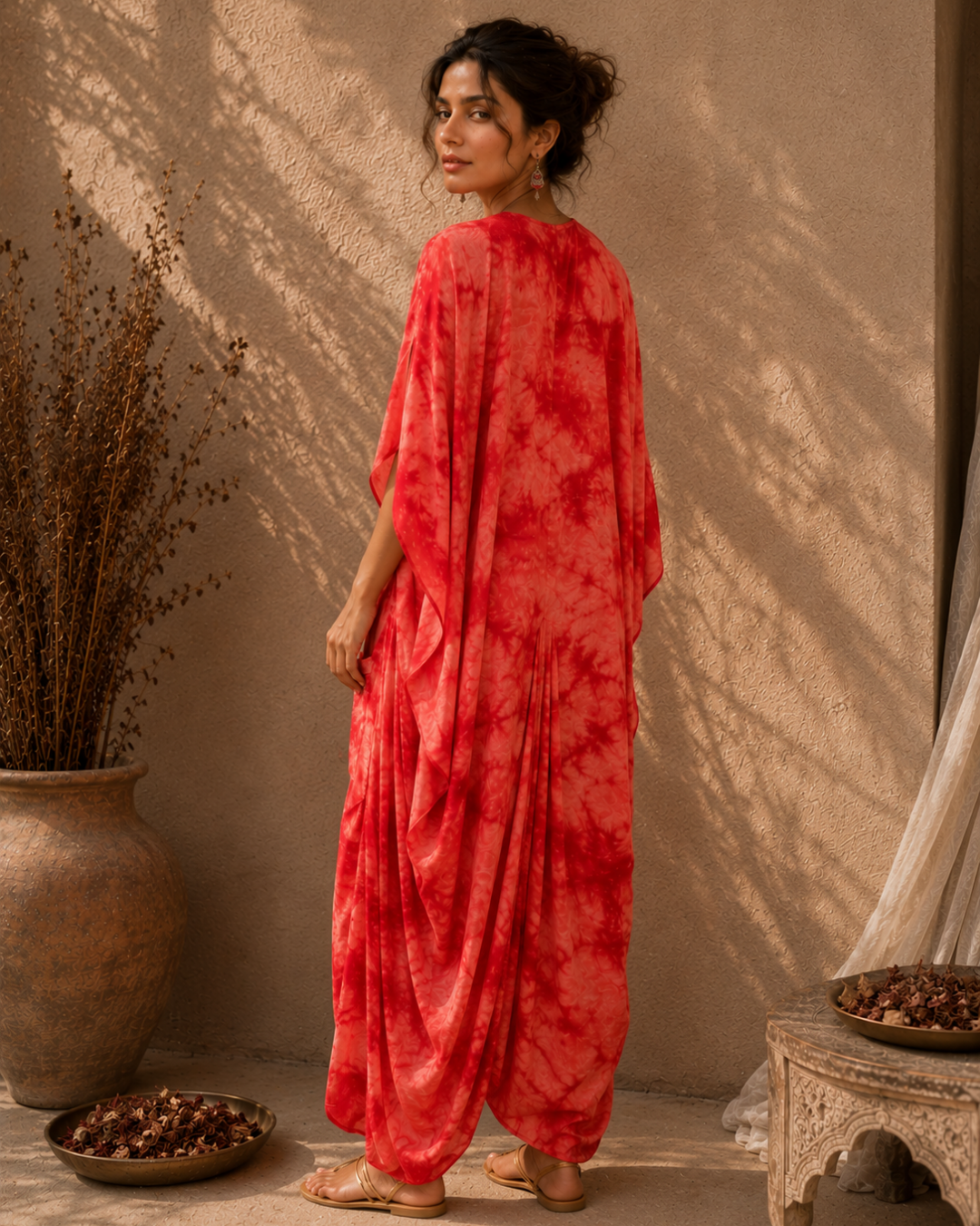 Crimson Tide Cotton Kaftan Dress