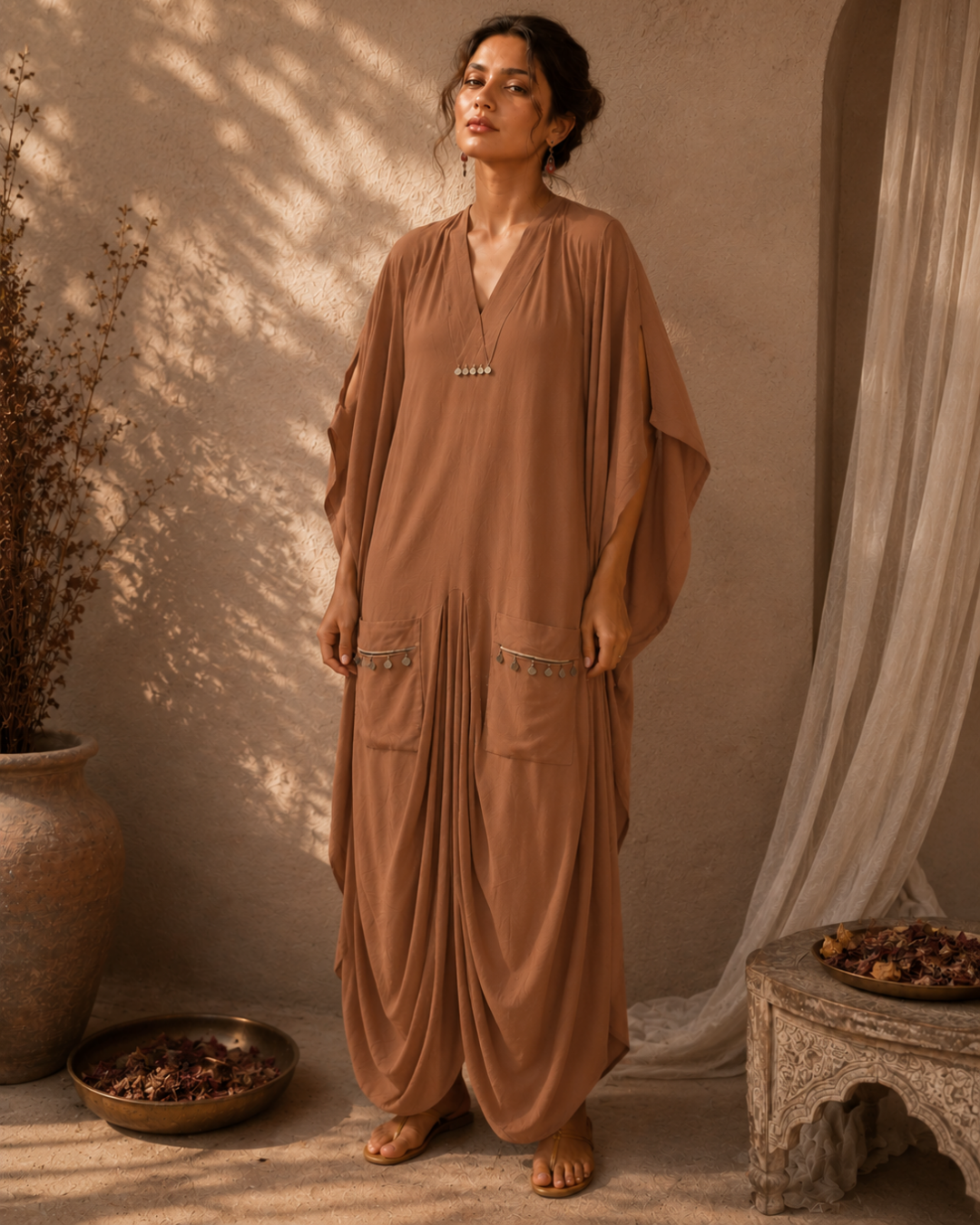 Desert Dune Cotton Kaftan Dress