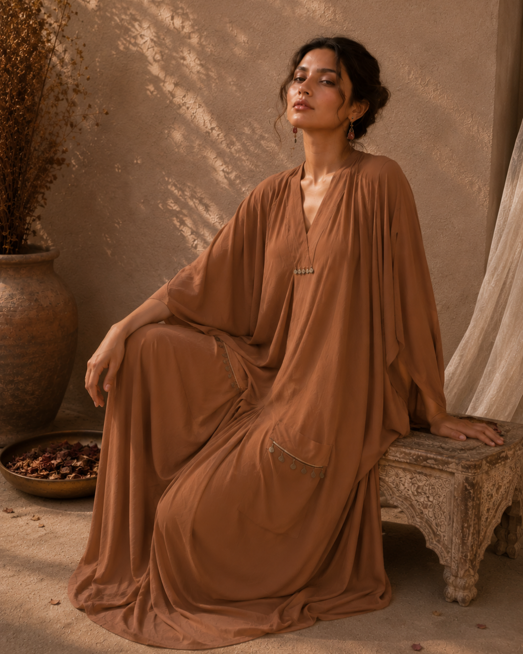 Desert Dune Cotton Kaftan Dress