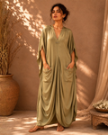 Sage Serenity Cotton Drape Dress