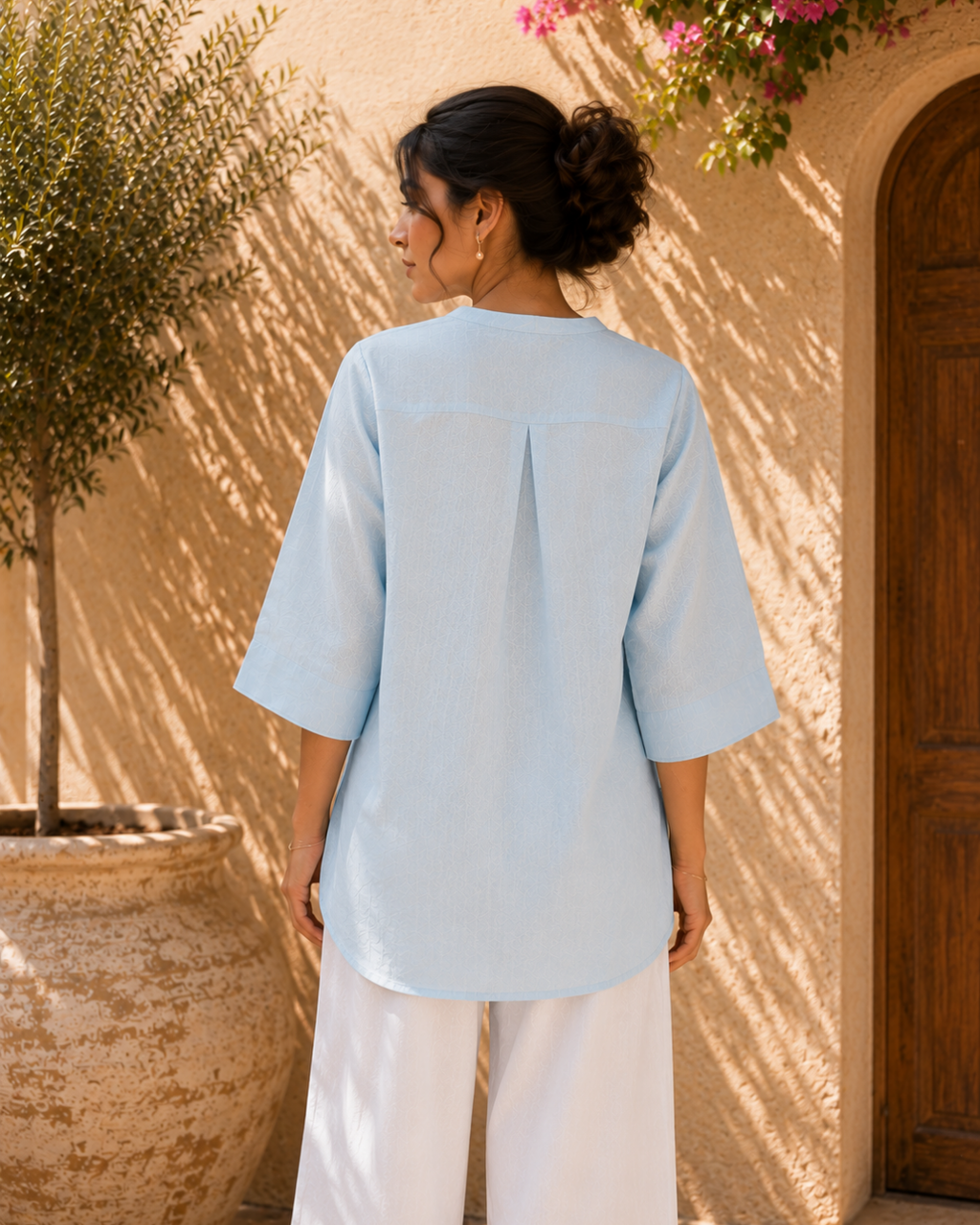 Azure Bloom Linen Co-Ord Set