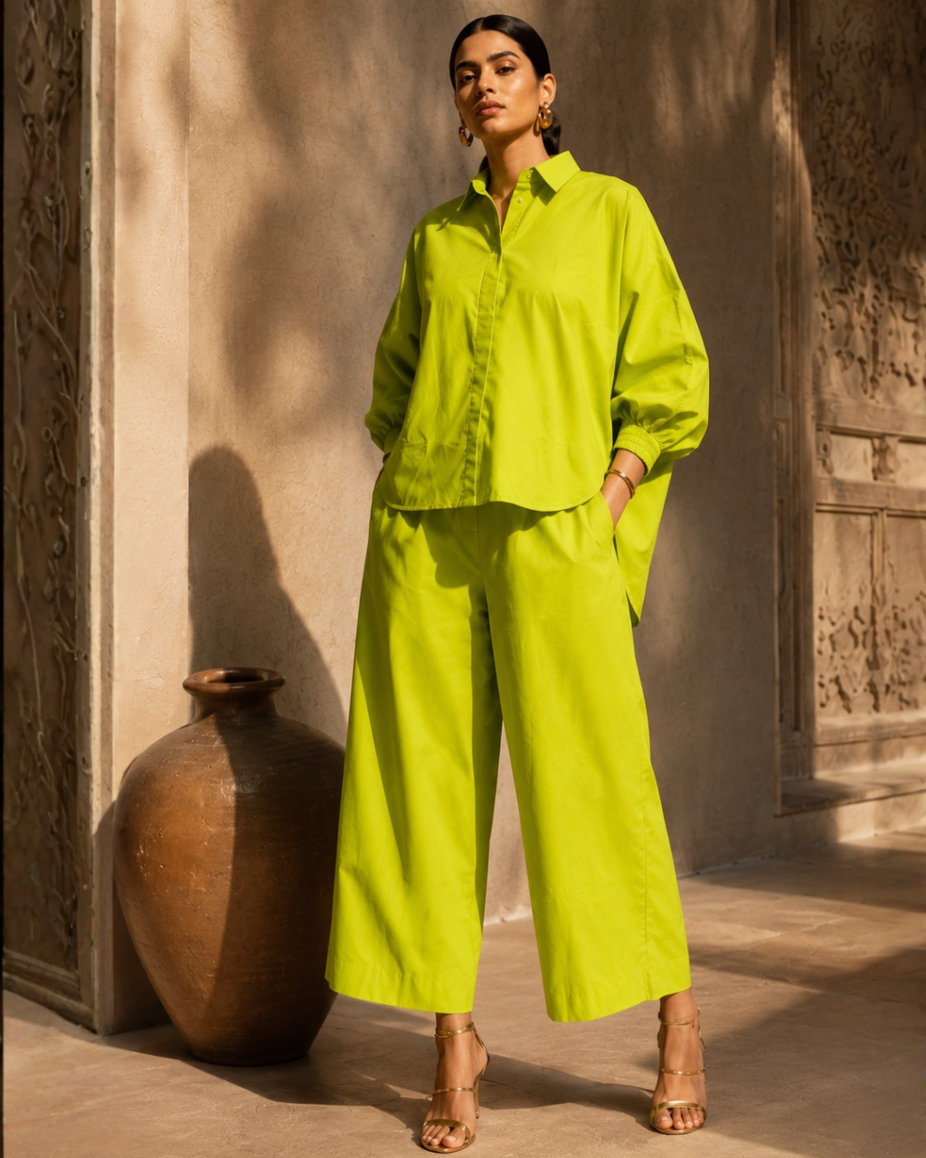 Lime Luxe Cotton Co-Ord Set