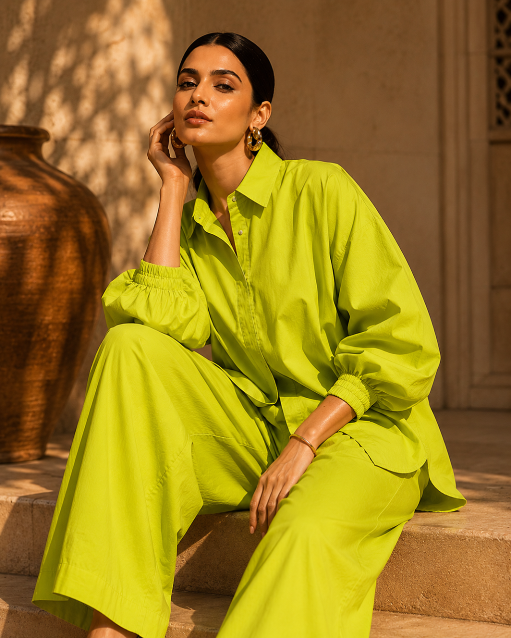 Lime Luxe Cotton Co-Ord Set