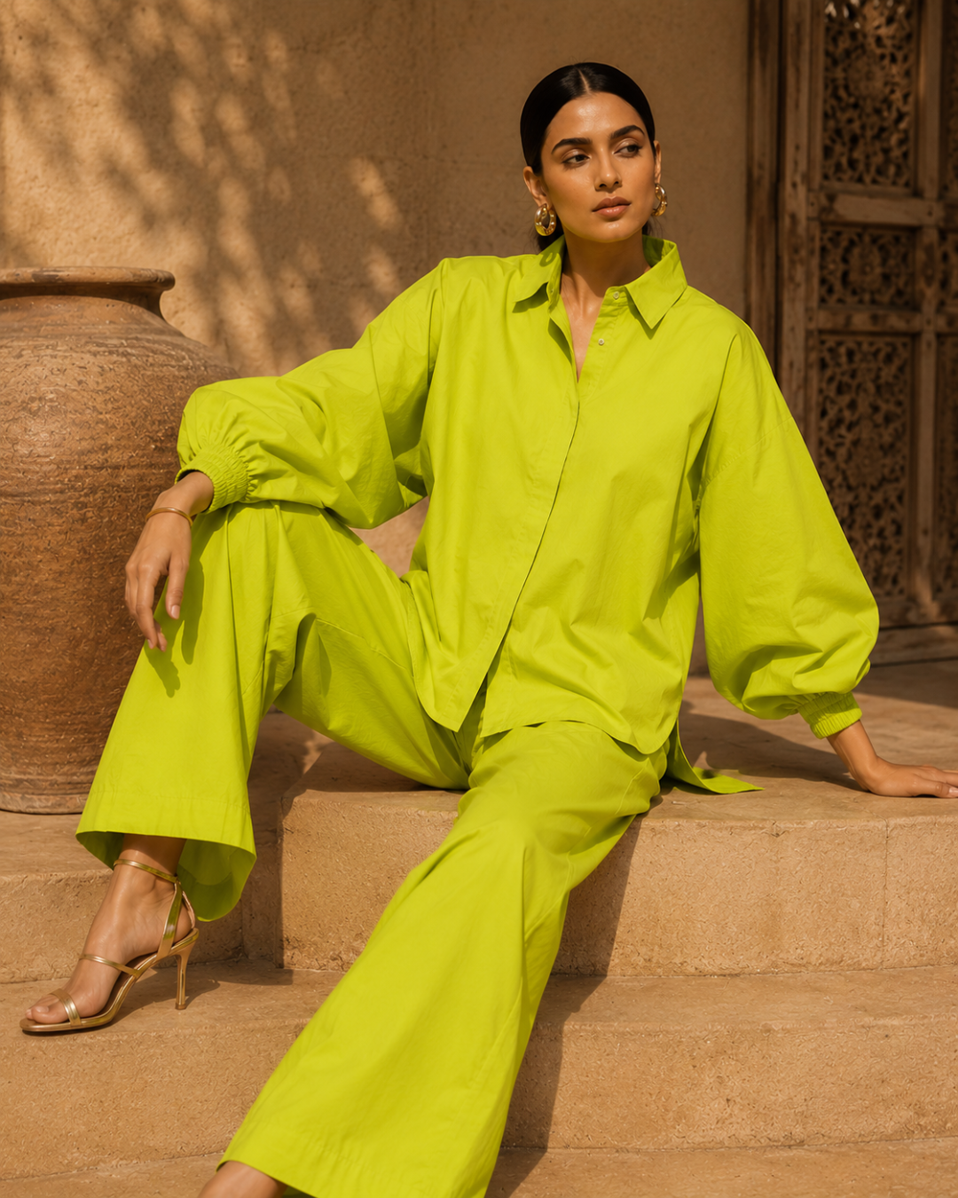 Lime Luxe Cotton Co-Ord Set