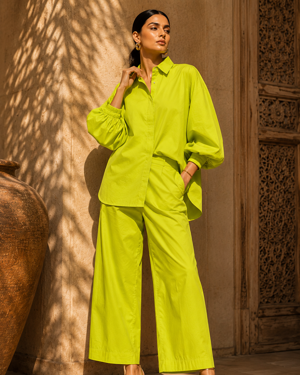 Lime Luxe Cotton Co-Ord Set