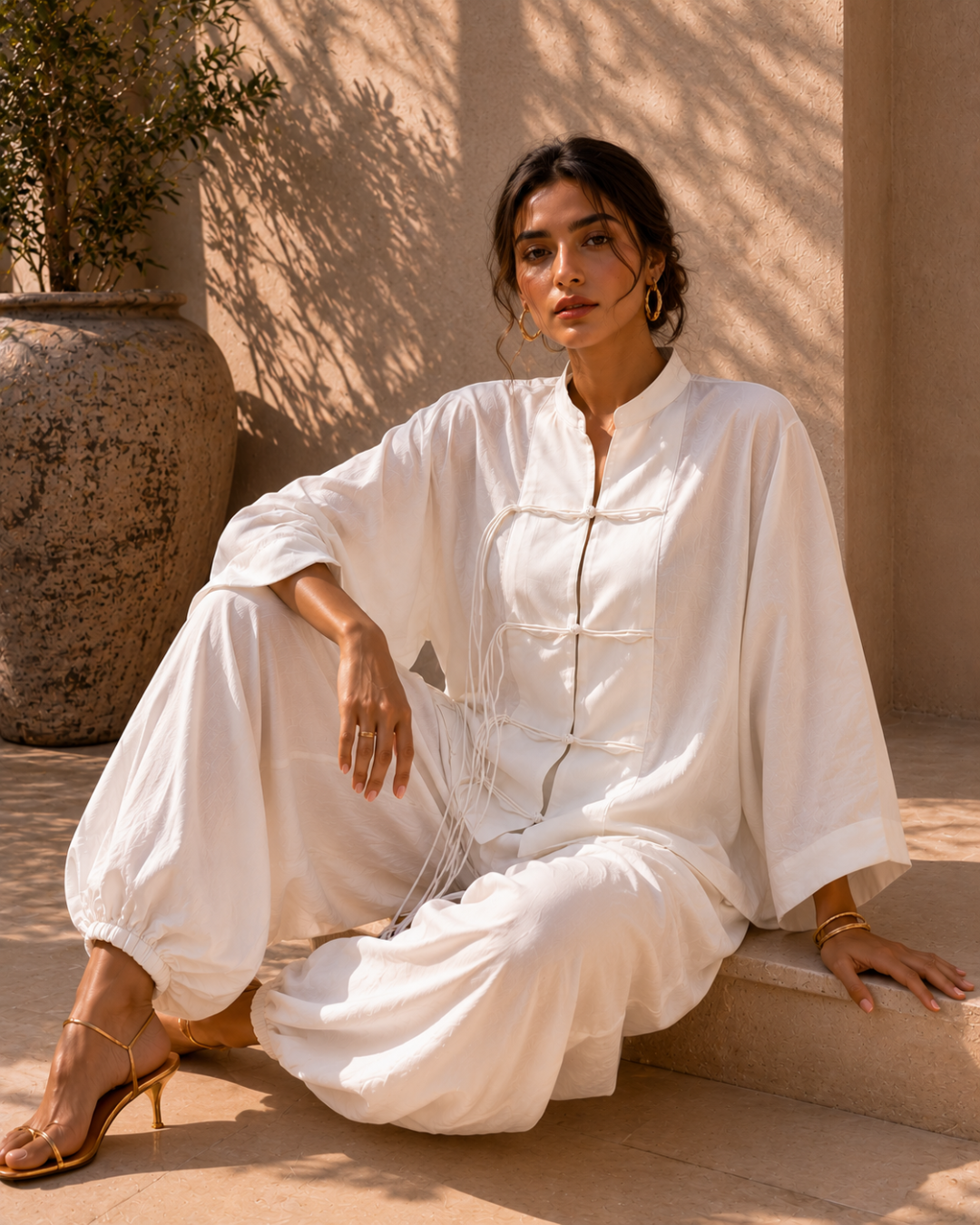 Ivory Serenity Muslin Cotton Co-Ord Set