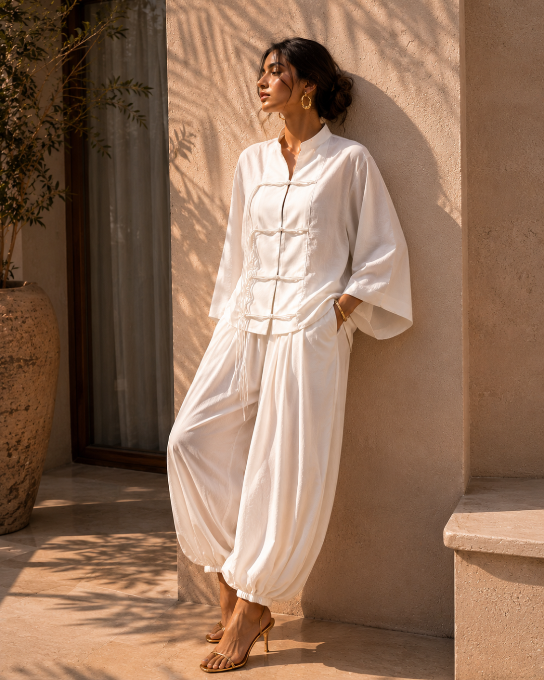 Ivory Serenity Muslin Cotton Co-Ord Set