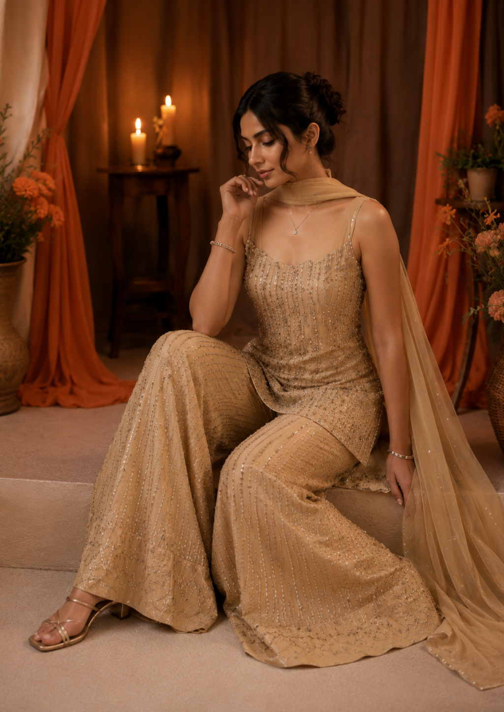 Champagne Shimmer Suit Set