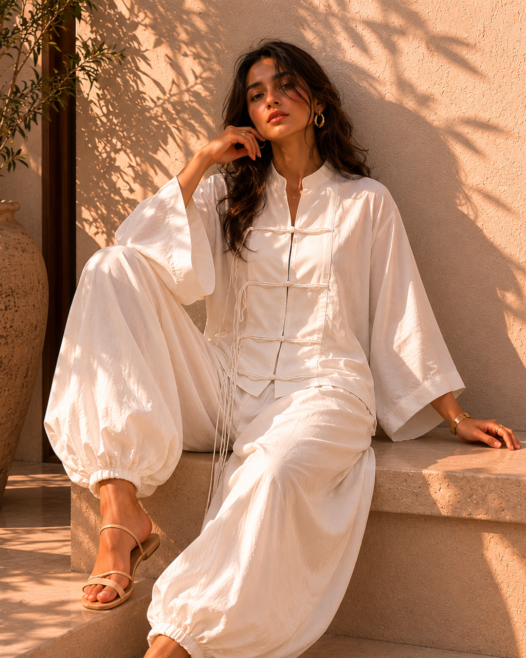 Ivory Serenity Muslin Cotton Co-Ord Set