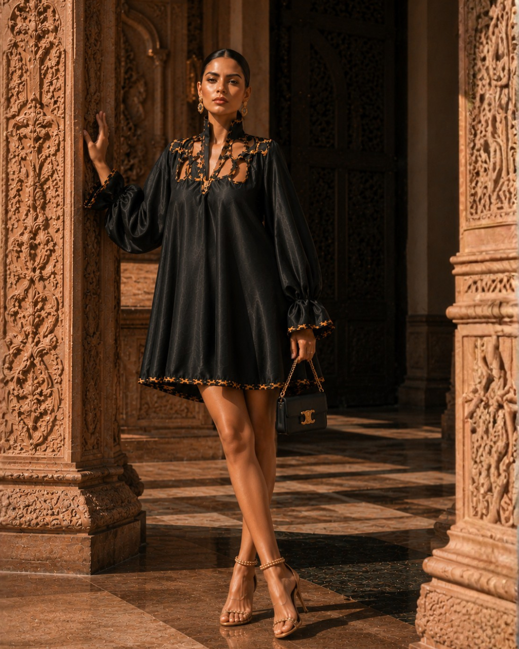 Midnight Leopard Armani Satin Dress