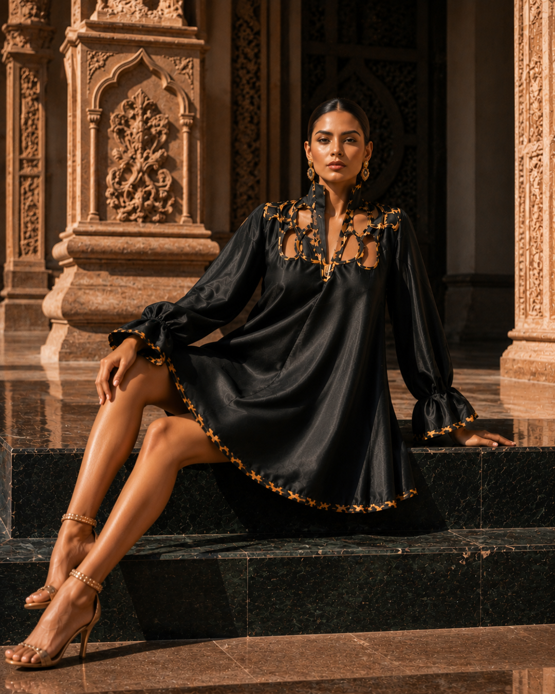 Midnight Leopard Armani Satin Dress