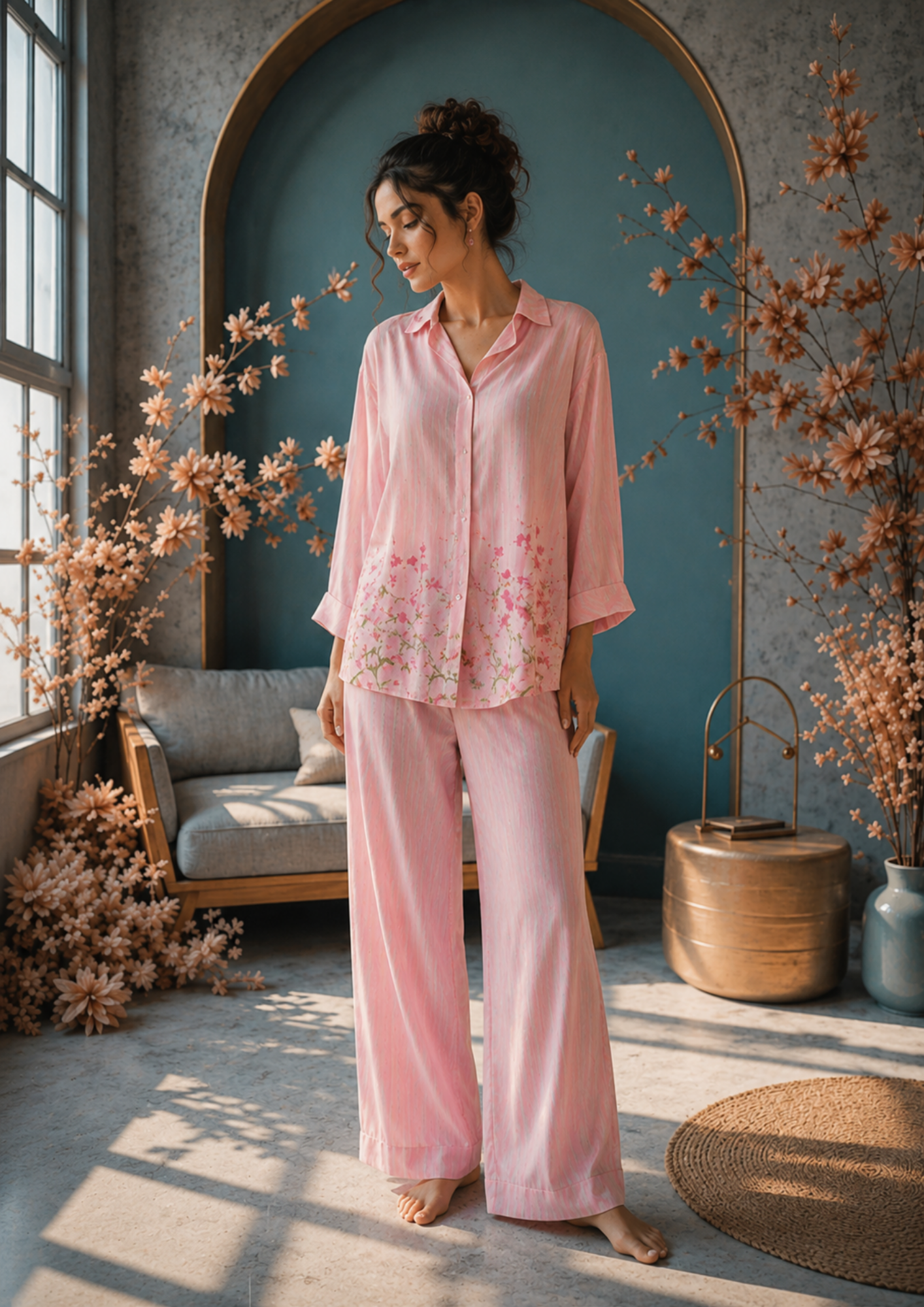 Blush Blossom Pure Chanderi Co-Ord Set