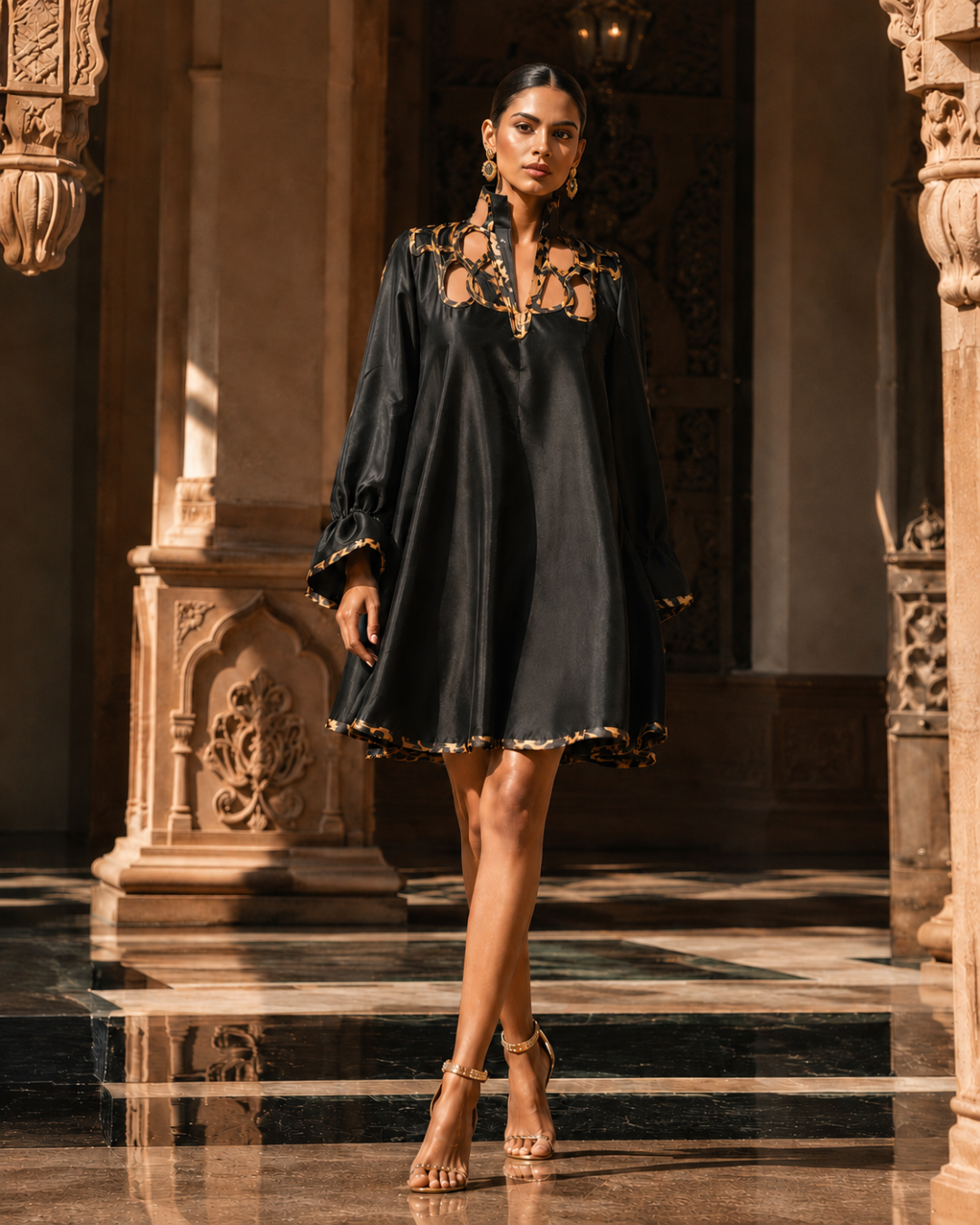 Midnight Leopard Armani Satin Dress