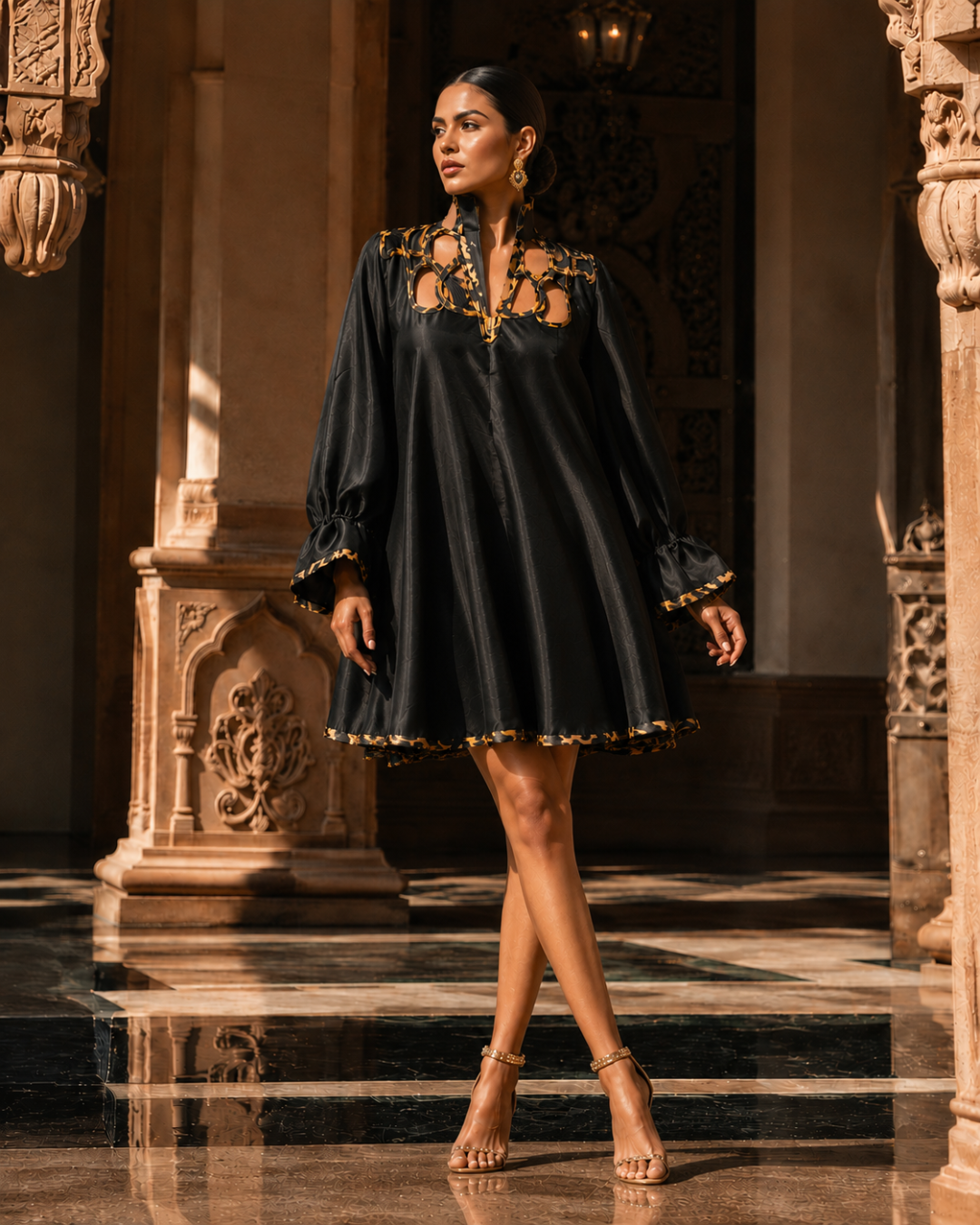 Midnight Leopard Armani Satin Dress