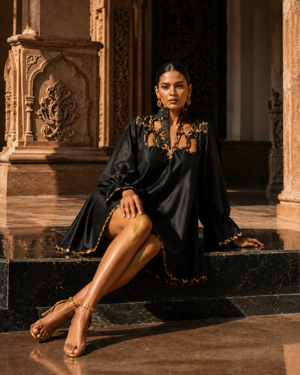 Midnight Leopard Armani Satin Dress