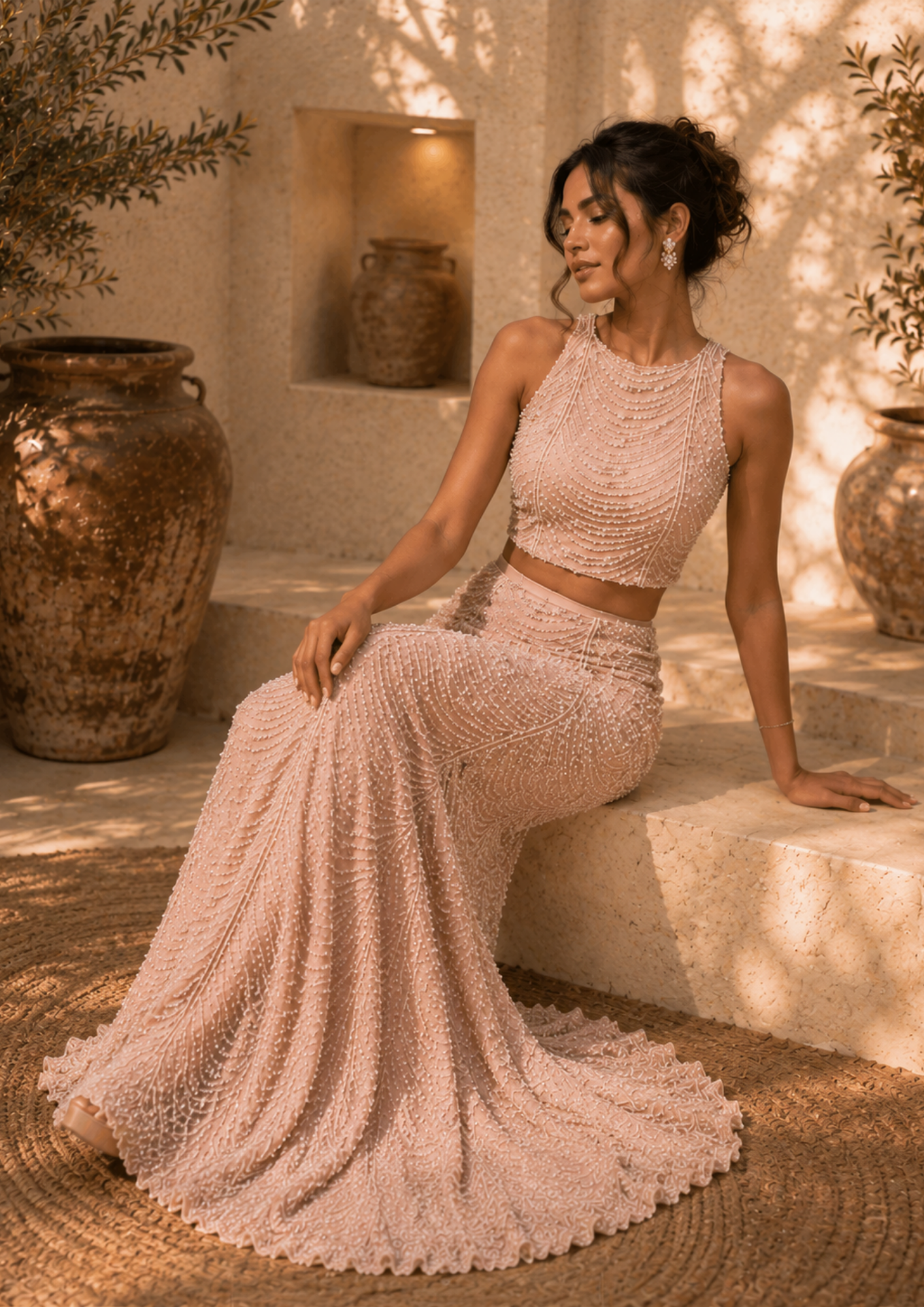 Blush Aurora Embellished Co-Ord Set