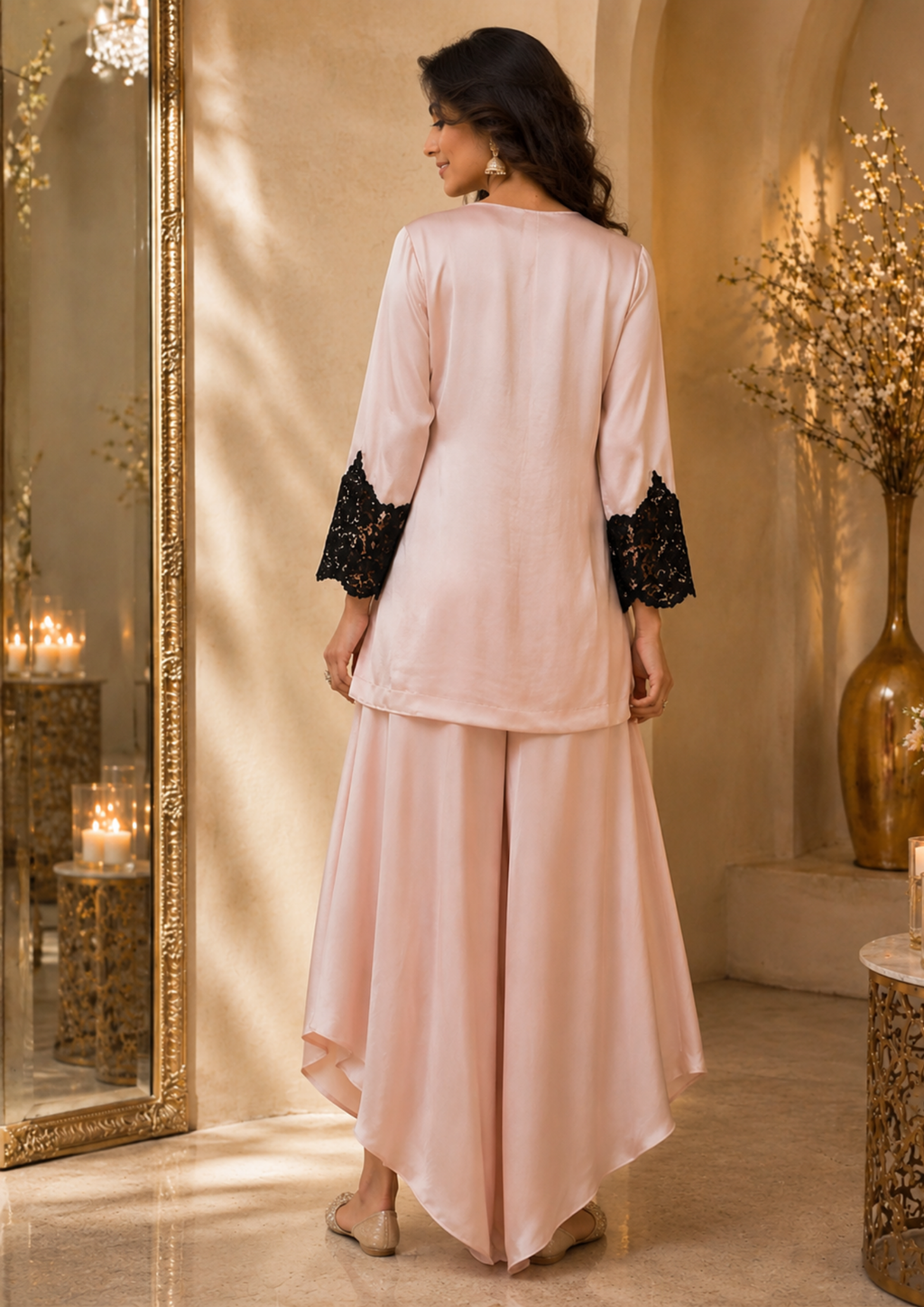 Blush Pink Satin Co-Ord Set