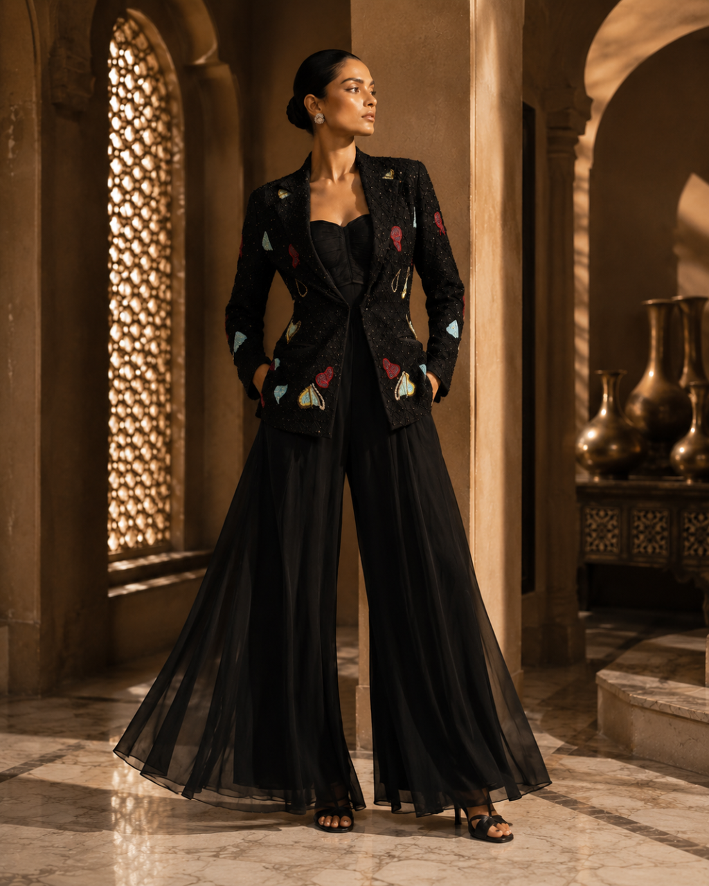 Midnight Muse Embellished Georgette Ensemble