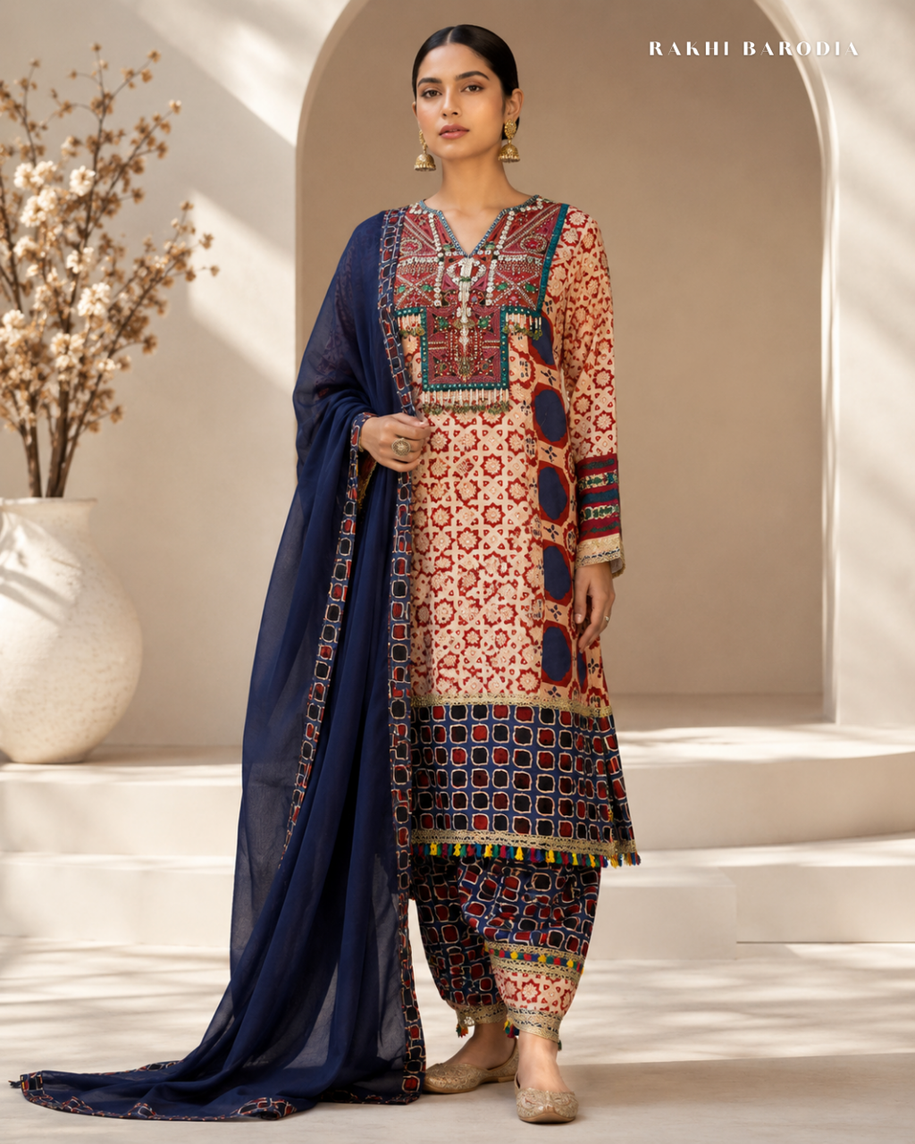 Midnight Mosaic Muslin Cotton Suit Set