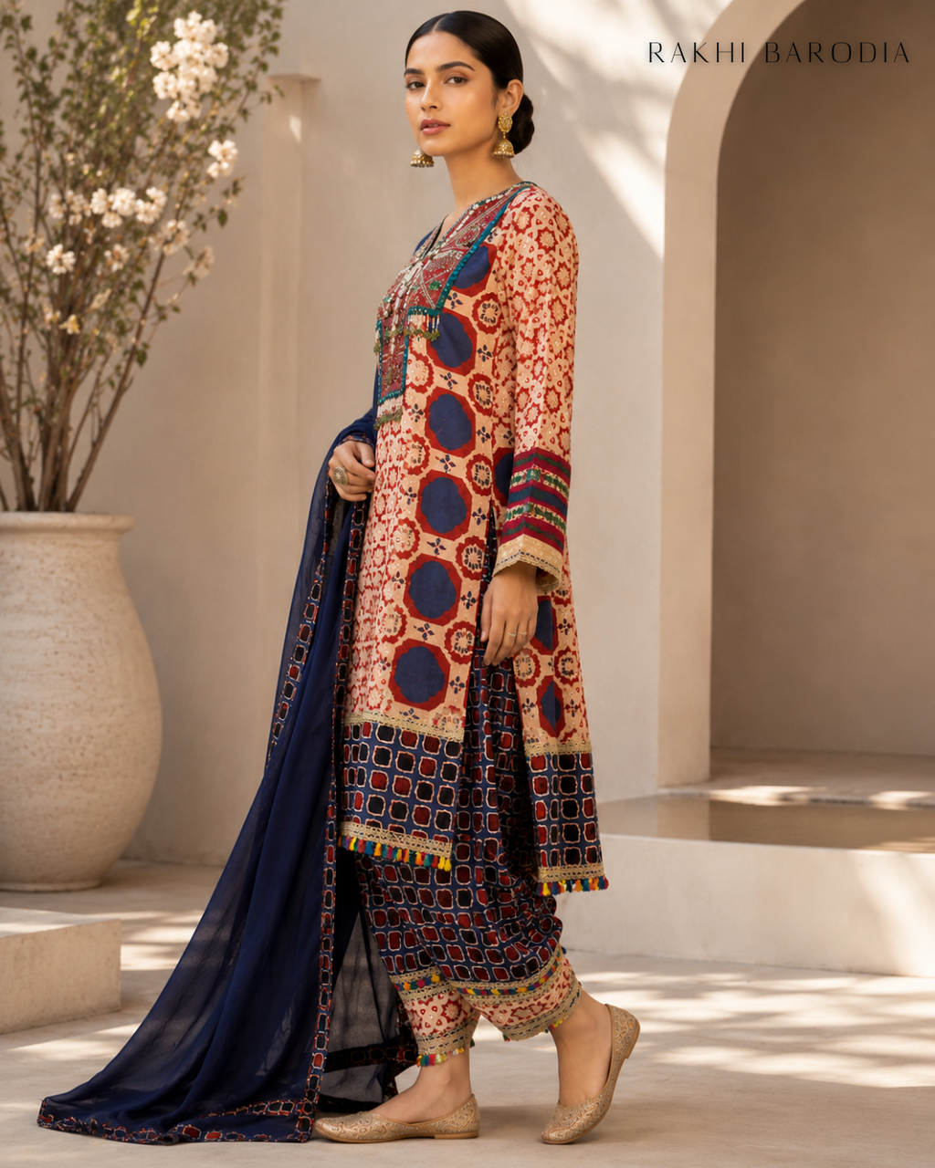 Midnight Mosaic Muslin Cotton Suit Set