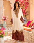 Ivory Majesty Embellished Crepe Kaftan