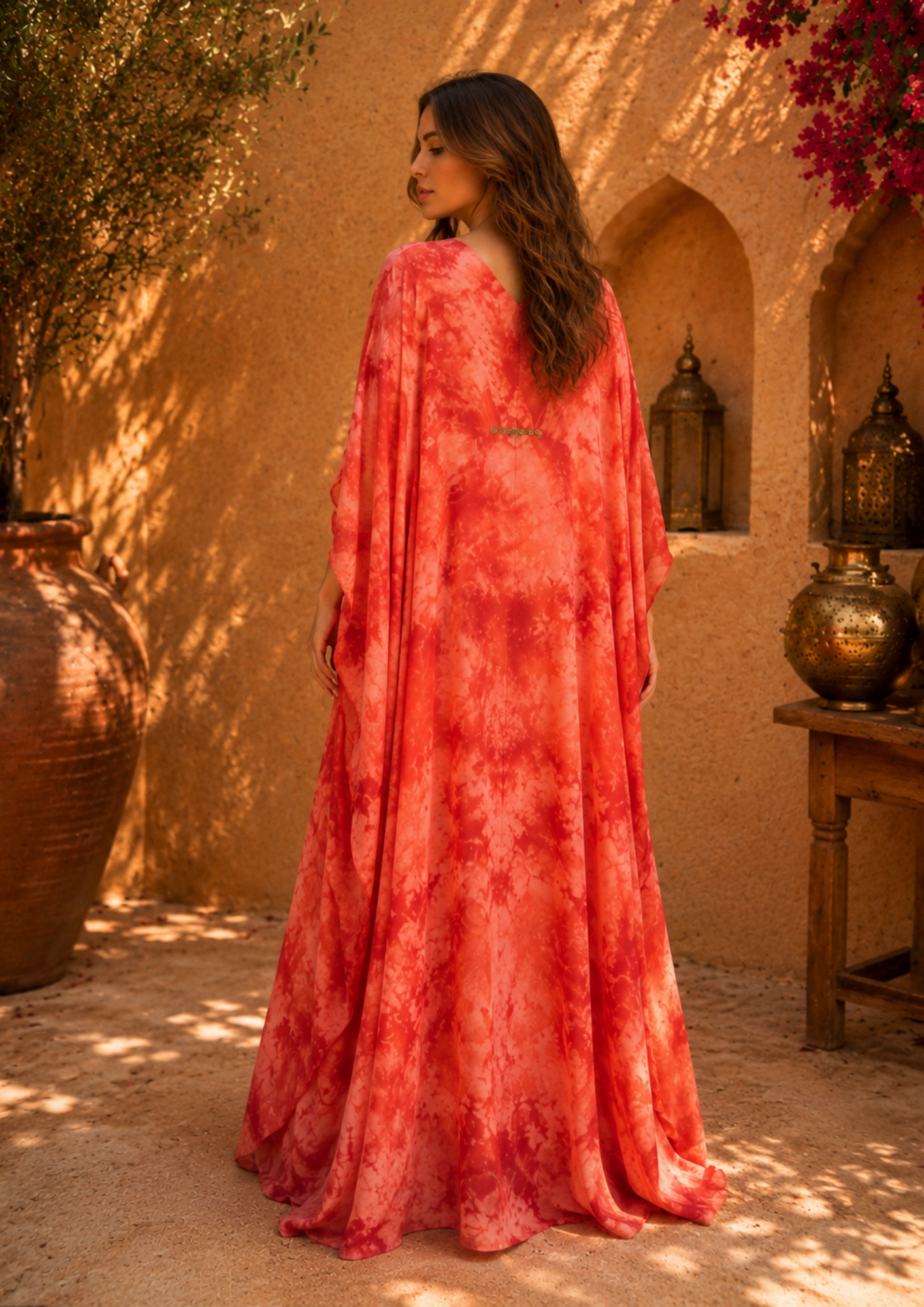 Sunset Reverie Moss Georgette Kaftan