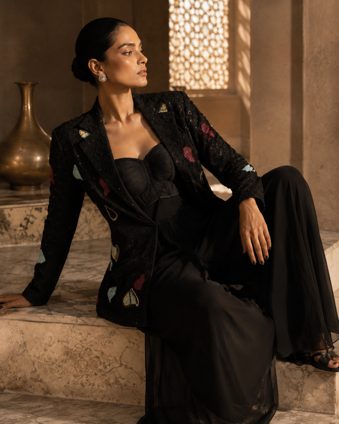 Midnight Muse Embellished Georgette Ensemble