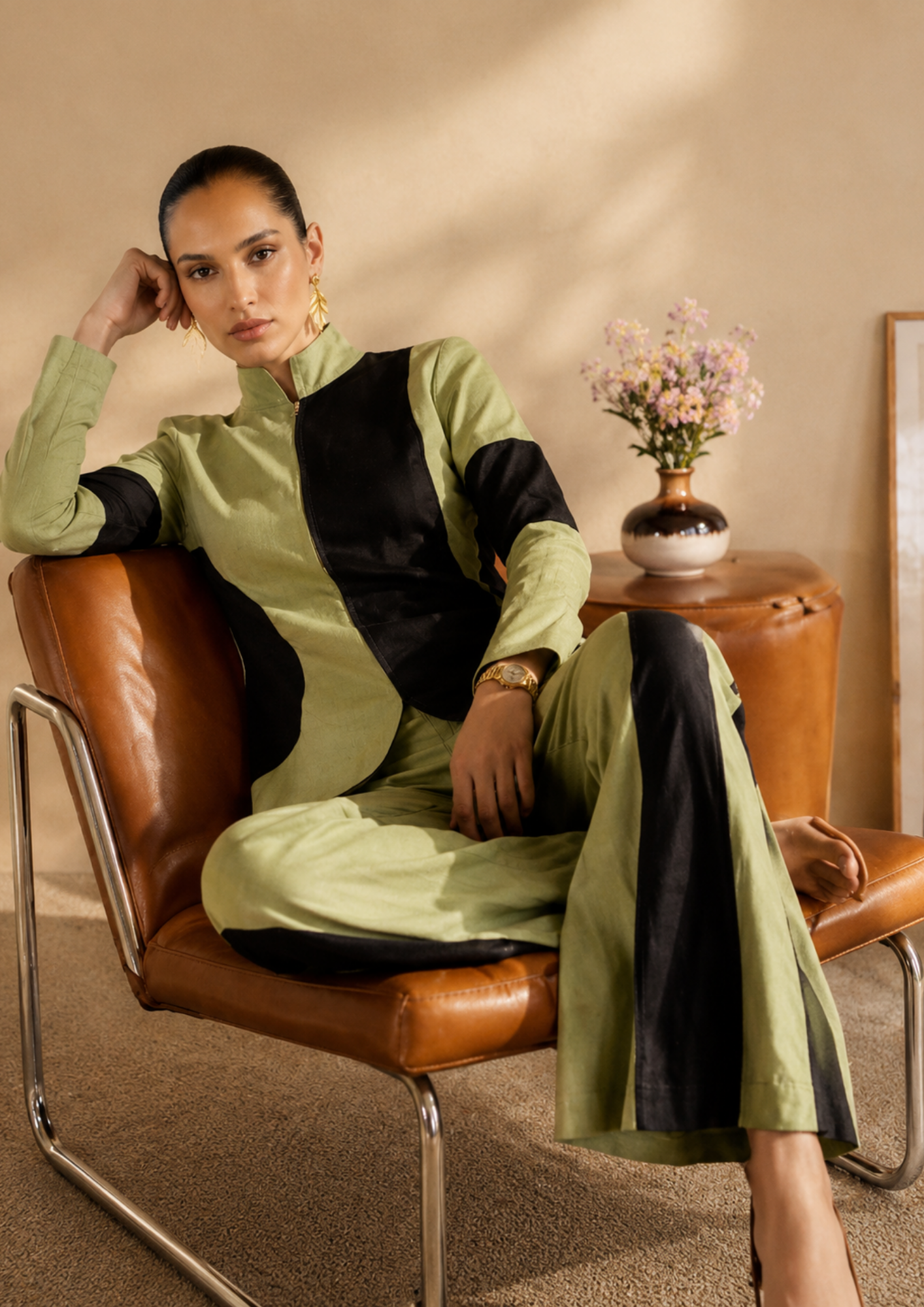 Sage Contrast Linen Co-Ord Set