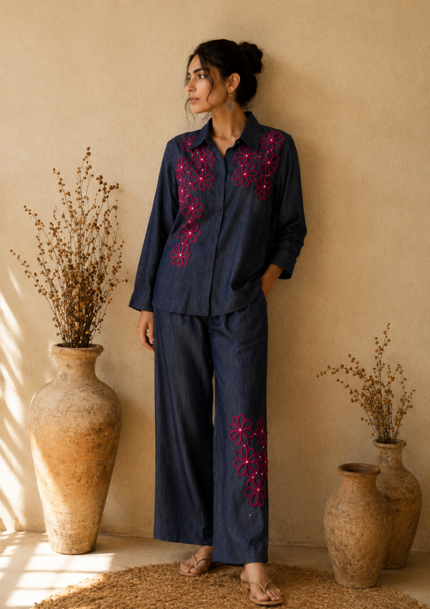 Midnight Bloom Denim Co-Ord Set