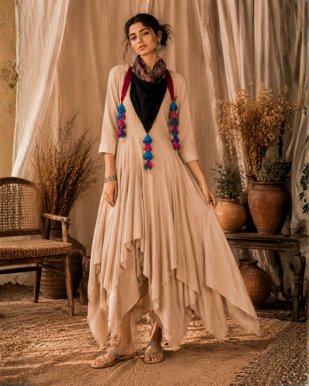 Bohemian Tassel Cascade Dress