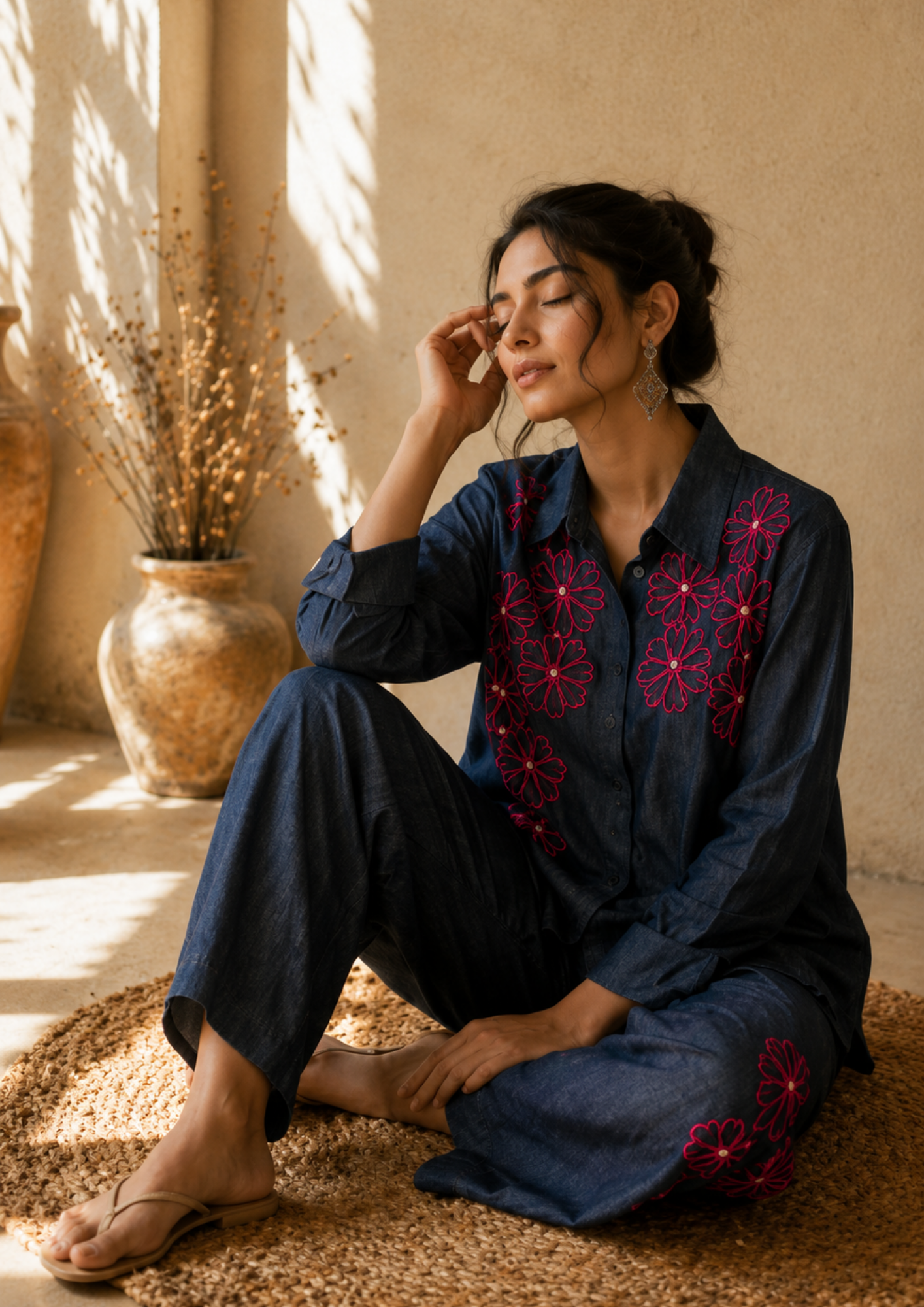 Midnight Bloom Denim Co-Ord Set