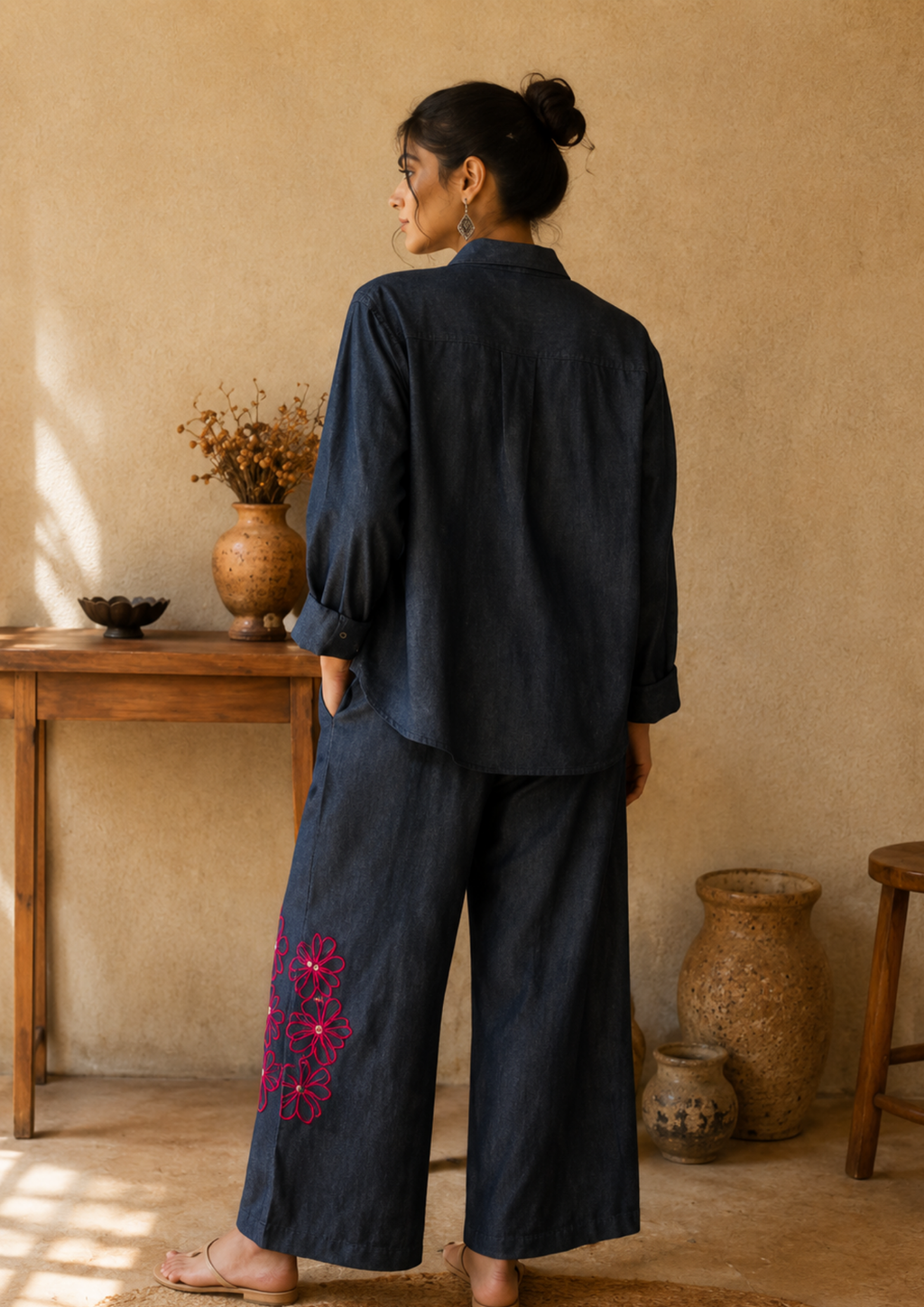 Midnight Bloom Denim Co-Ord Set