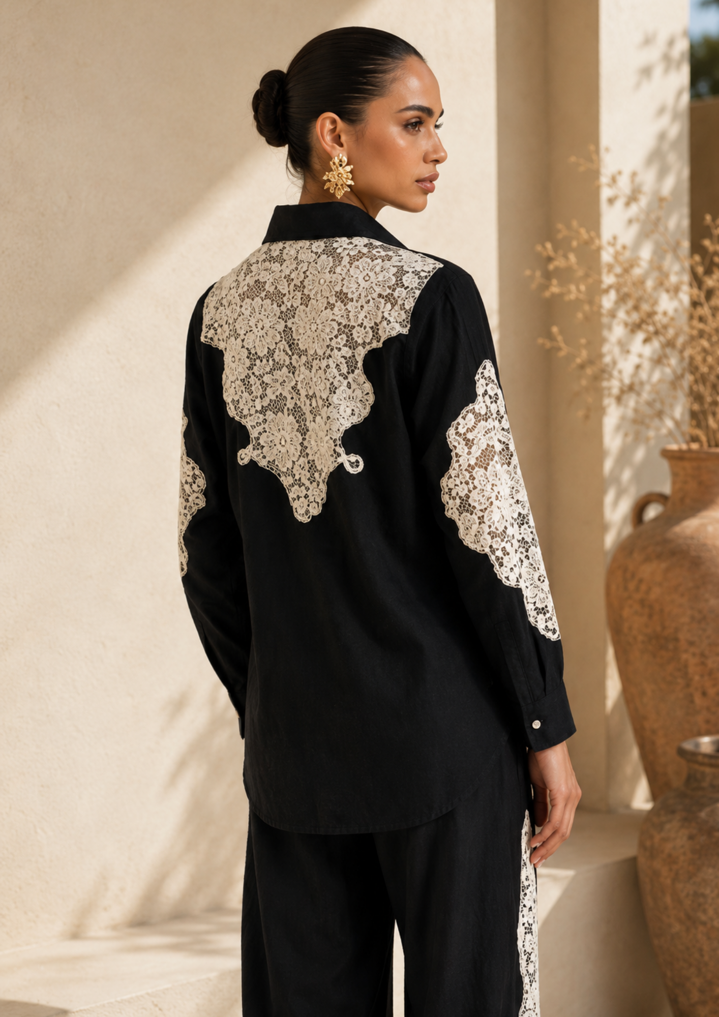 Midnight Lace Cotton Linen Co-Ord Set