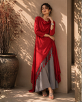 Crimson Drape Tassel Dress Set