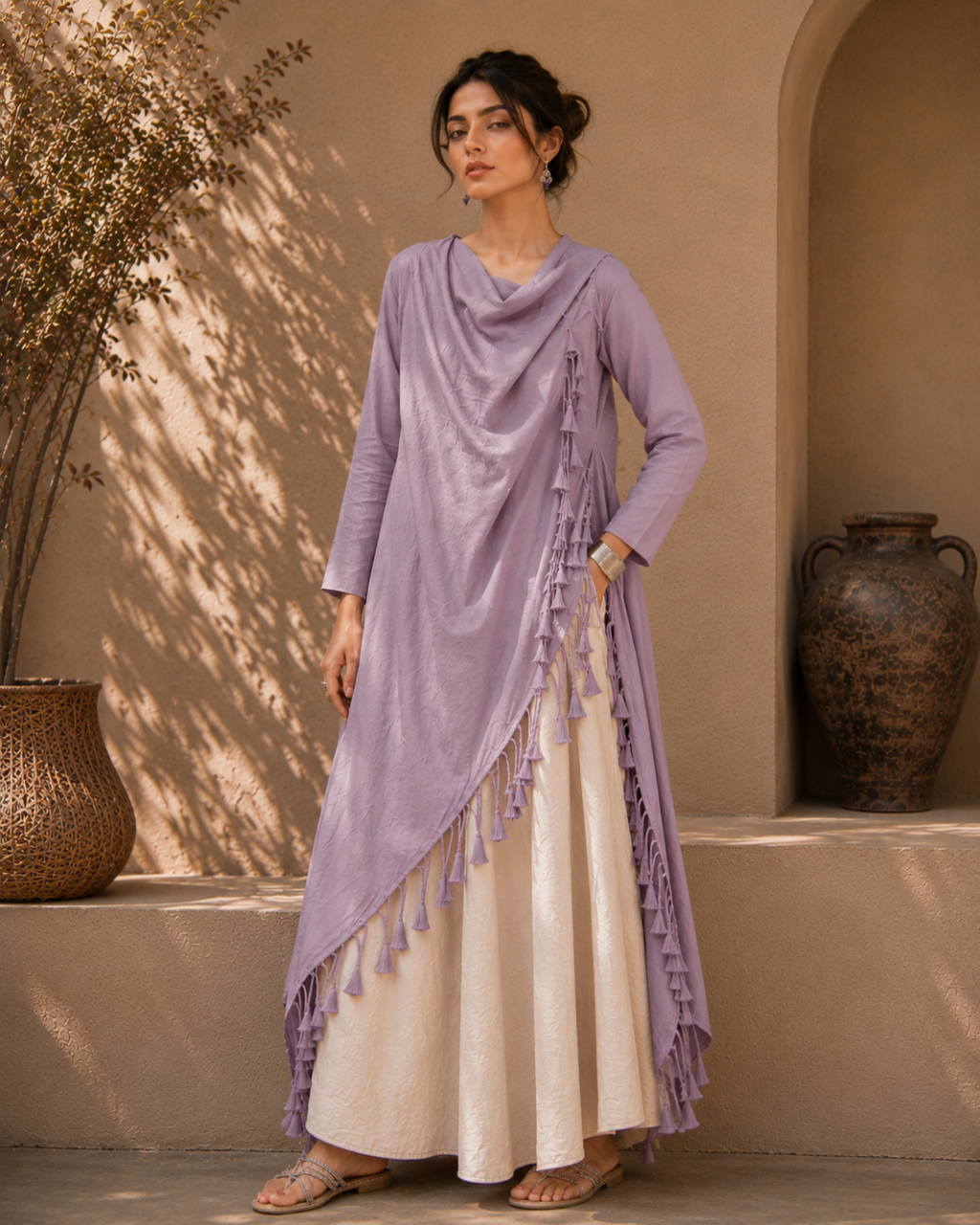 Lavender Mist Cotton Kurta Set