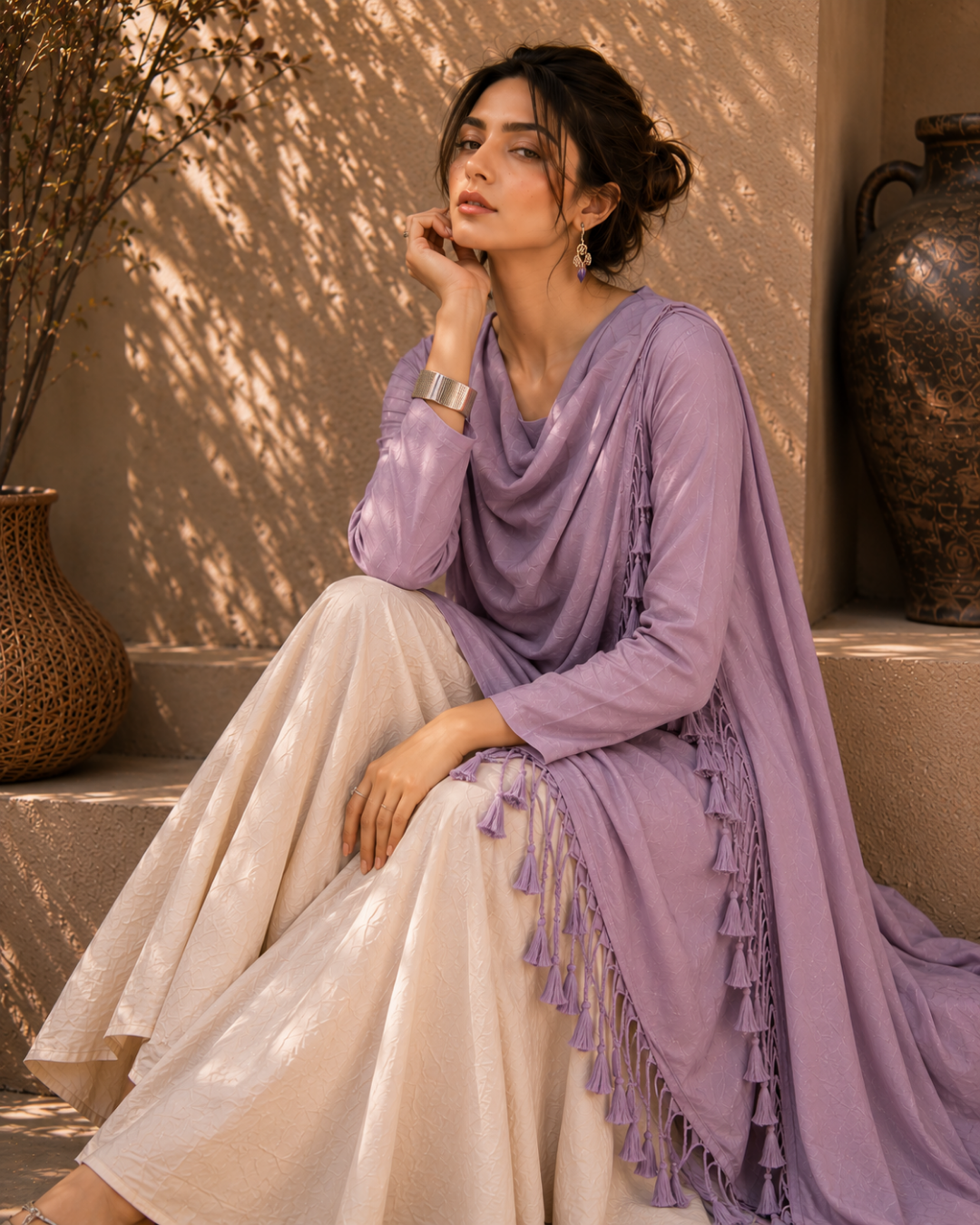Lavender Mist Cotton Kurta Set