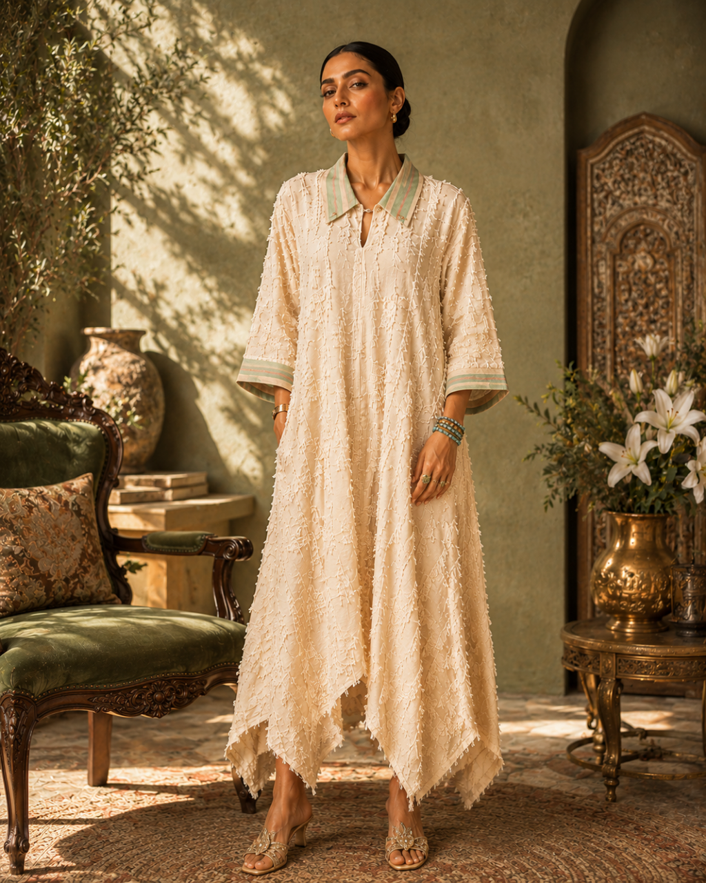 Ivory Jute Luxe Textured Dress
