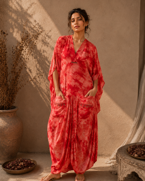 Crimson Tide Cotton Kaftan Dress