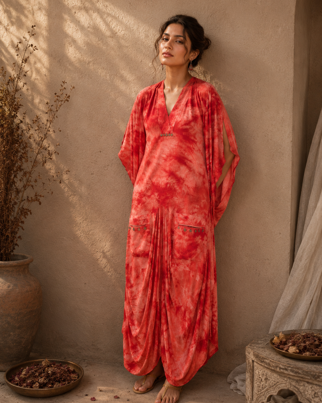 Crimson Tide Cotton Kaftan Dress