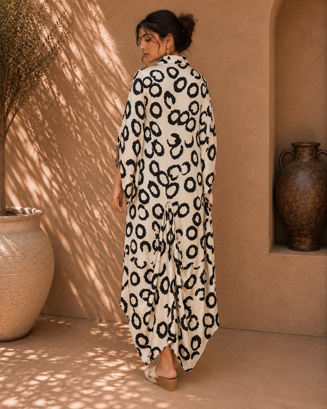 Abstract Kaftan Maxi Dress
