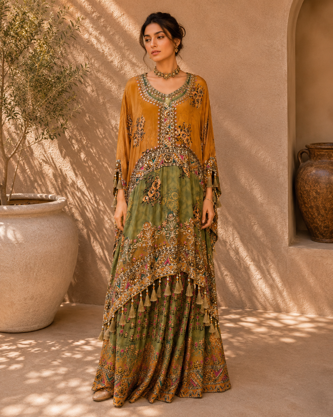 Amber Olive Ornate Suit