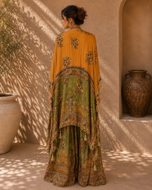 Amber Olive Ornate Suit