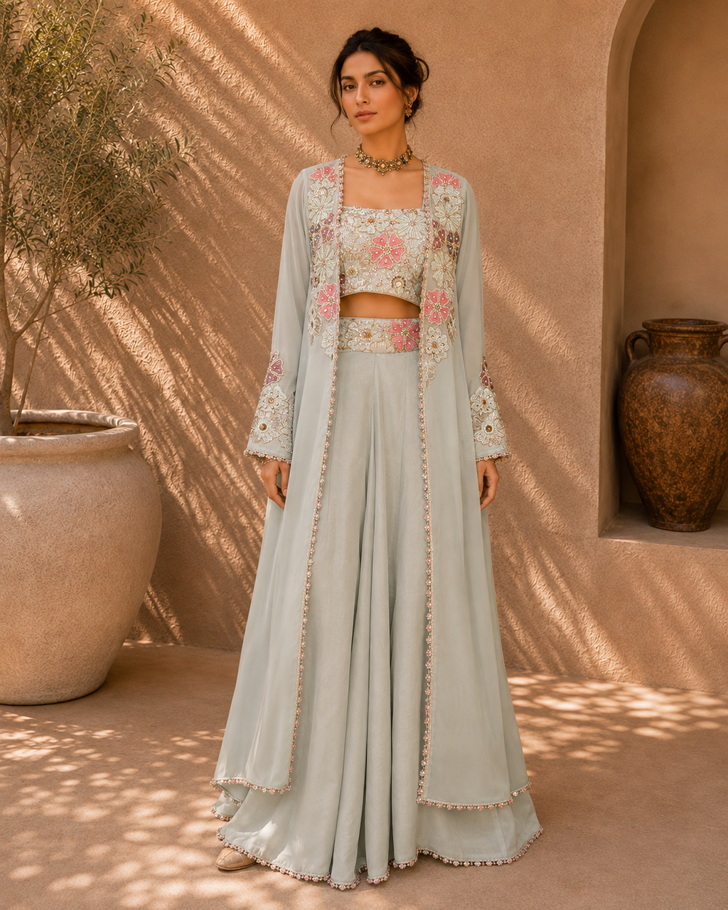 Blushing Mint Floral Jacket Set