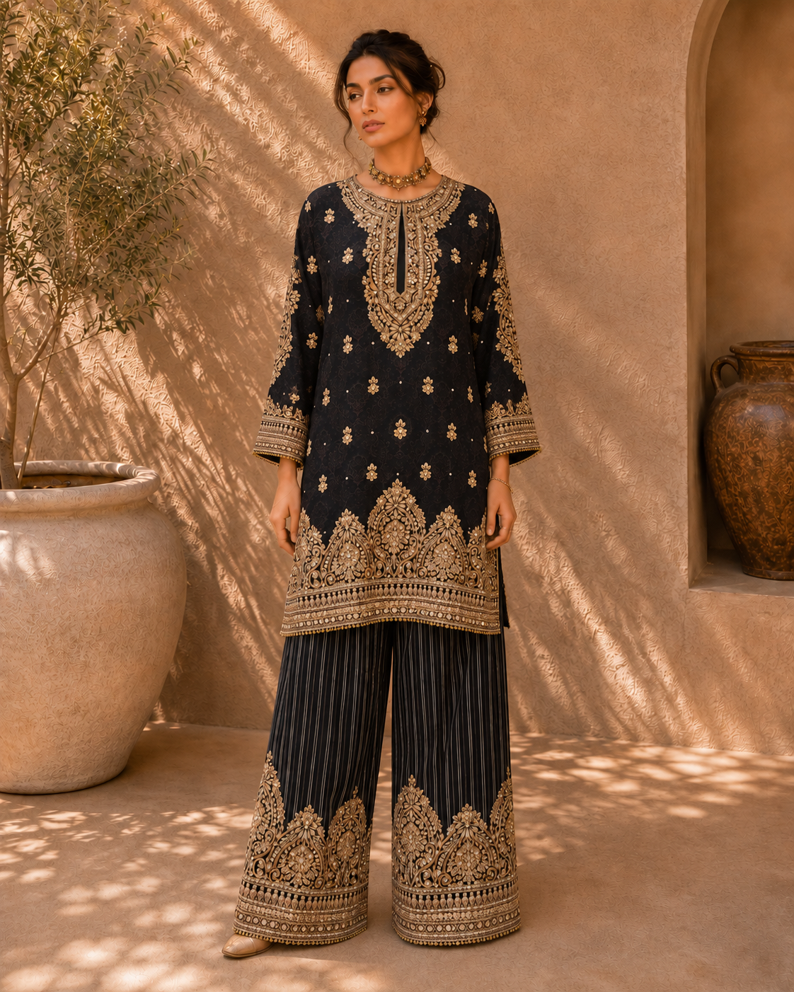 Midnight Gold Embroidered Suit