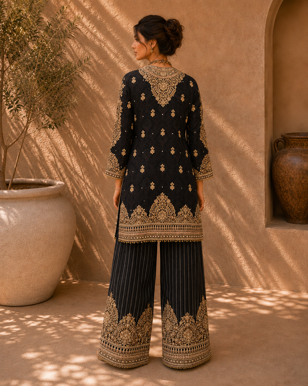 Midnight Gold Embroidered Suit