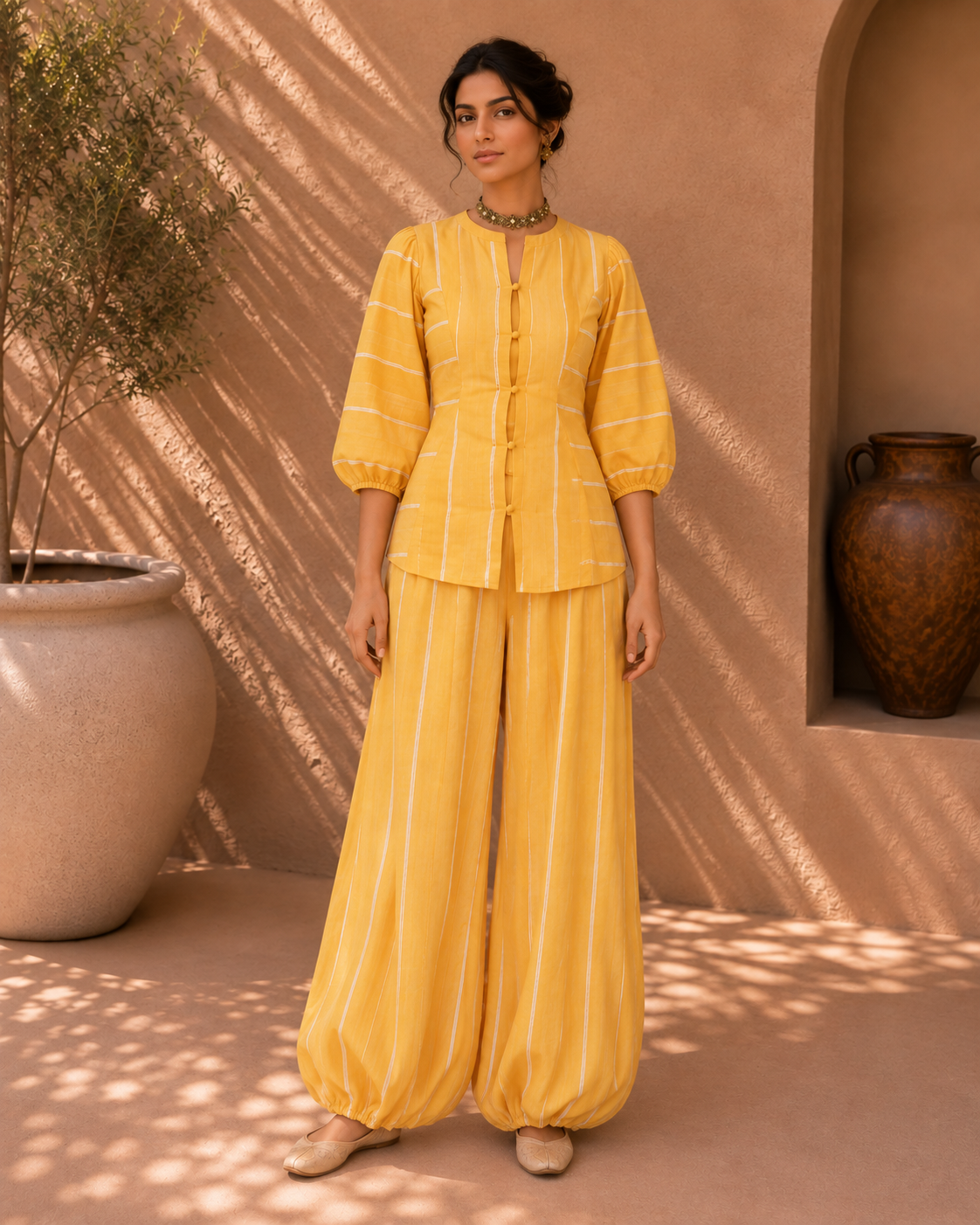 Sunshine Striped Peplum Co-Ord Set
