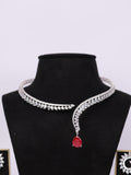 Regal Ruby Tear Asymmetric Diamond Choker Set