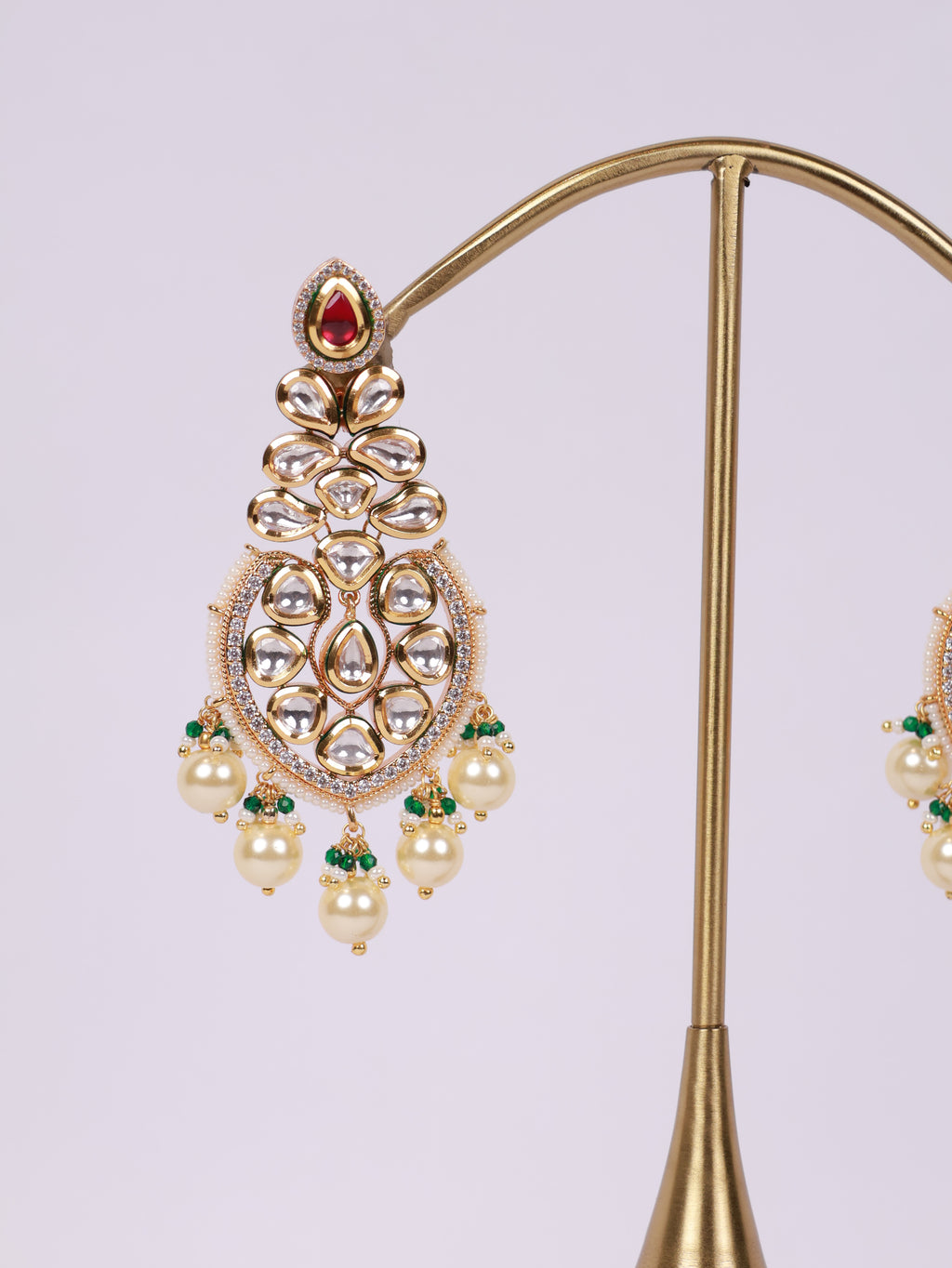 Royal Kundan Teardrop Pearl Chandelier Earrings