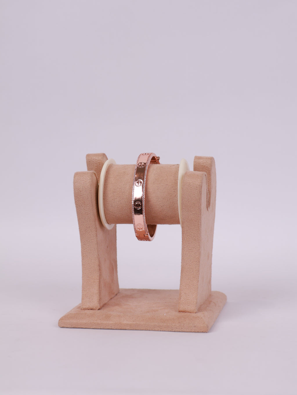 Elegant Rose Gold Pavé Screw-Motif Bracelet